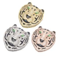 Cubic Zirconia Micro Pave Brass Connector, Leopard, plated, DIY & micro pave cubic zirconia & enamel 