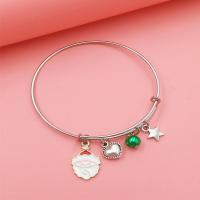 Zinc Alloy Christmas Bracelet, plated, Christmas Design & for woman & enamel & with rhinestone, mixed colors .1 Inch 
