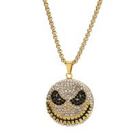Rhinestone Zinc Alloy Necklace, with 304 Stainless Steel Chain, emotion, plated, Unisex & with rhinestone .56 Inch 