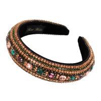 Hair Bands, Velveteen, for woman & with rhinestone, mixed colors 