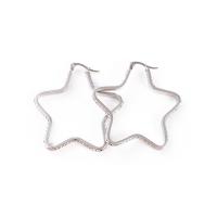 Stainless Steel Hoop Earring, 304 Stainless Steel, Star & for woman & with rhinestone, original color 