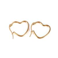 Stainless Steel Hoop Earring, 304 Stainless Steel, Heart, gold color plated, fashion jewelry & for woman, golden 