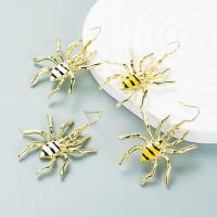 Enamel Zinc Alloy Drop Earring, Spider, gold color plated, fashion jewelry & for woman 
