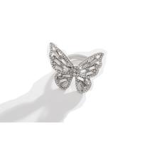 Rhinestone Zinc Alloy Finger Ring, Butterfly, platinum color plated, fashion jewelry & for woman & with rhinestone 18mm 