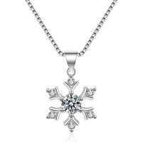 Cubic Zircon Micro Pave Sterling Silver Necklace, 925 Sterling Silver, Snowflake, platinum plated, micro pave cubic zirconia & for woman, original color Approx 17.7 Inch 