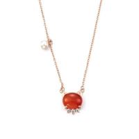 Cubic Zircon Micro Pave Sterling Silver Necklace, 925 Sterling Silver, with Red Agate, plated, micro pave cubic zirconia & for woman Approx 17.7 Inch 