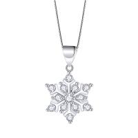 Cubic Zircon Micro Pave Brass Necklace, Snowflake, plated, micro pave cubic zirconia & for woman Approx 17.7 Inch 