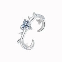 Cubic Zirconia Sterling Silver Finger Ring, 925 Sterling Silver, Antlers, platinum plated, Adjustable & micro pave cubic zirconia & for woman, original color 