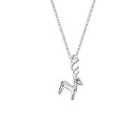 Cubic Zircon Micro Pave Sterling Silver Necklace, 925 Sterling Silver, Deer, platinum plated, micro pave cubic zirconia & for woman, original color Approx 17.7 Inch 