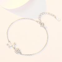 Sterling Silver Bracelets, 925 Sterling Silver, platinum plated, fashion jewelry & for woman, original color, 200mm 