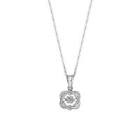Cubic Zircon Micro Pave Sterling Silver Necklace, 925 Sterling Silver, platinum plated, micro pave cubic zirconia & for woman, original color Approx 17.7 Inch 