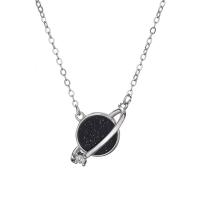 Cubic Zircon Micro Pave Sterling Silver Necklace, 925 Sterling Silver, with Blue Goldstone, platinum plated, micro pave cubic zirconia & for woman, original color Approx 17.7 Inch 