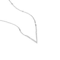 Cubic Zircon Micro Pave Sterling Silver Necklace, 925 Sterling Silver, Letter V, platinum plated, micro pave cubic zirconia & for woman, original color cm 