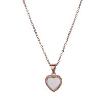 Sterling Silver Jewelry Necklace, 925 Sterling Silver, with White Shell, Heart, plated, fashion jewelry & for woman Approx 17.7 Inch 