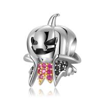 Halloween Jewelry Bead, 925 Sterling Silver, platinum plated, micro pave cubic zirconia, original color Approx 4.5mm 