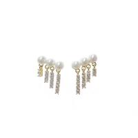 Plastic Pearl Zinc Alloy Earring, with Plastic Pearl, gold color plated, Korean style & for woman & with rhinestone 