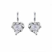 Cubic Zircon (CZ) Drop Earring, Brass, Heart, plated, Korean style & micro pave cubic zirconia & for woman 