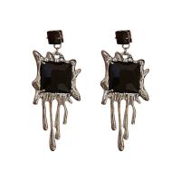 Glass Zinc Alloy Earring, with Glass, platinum color plated, Korean style & for woman, 58mm 