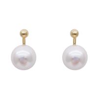 Zinc Alloy Split Earring, with Plastic Pearl, Round, gold color plated, Korean style & for woman, 23mm 