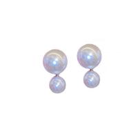 Plastic Pearl Zinc Alloy Earring, with Zinc Alloy, Round, Korean style & for woman, 33mm 