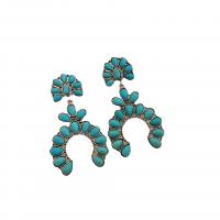 Turquoise Zinc Alloy Earring, with turquoise, platinum color plated, Bohemian style & for woman 