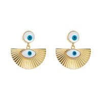 Evil Eye Earrings, Zinc Alloy, Geometrical Pattern, gold color plated, for woman & enamel 