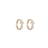 Brass Huggie Hoop Earring, gold color plated & micro pave cubic zirconia 