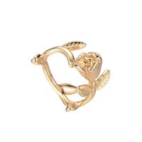 Палец кольцо-латунь, Латунь, Роуз, плакирован золотом, Регулируемый & Женский, 17.5mm, продается PC