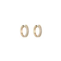 Brass Huggie Hoop Earring Finding, gold color plated & micro pave cubic zirconia 