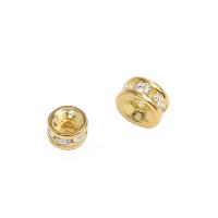 Sterling Silver Spacer Beads, 925 Sterling Silver, gold color plated, DIY & with rhinestone 