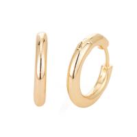 Brass Huggie Hoop Earring, gold color plated & for woman 