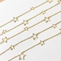 Brass Bar Chain, Star, gold color plated, DIY & for woman, 10.5mm,1.7mm,7mm 