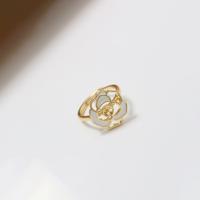 Wholesale Brass Ring Setting, Flower, gold color plated, Adjustable & for woman & enamel, 17mm 