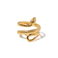 304 Stainless Steel Cuff Finger Ring, Snake, Vacuum Ion Plating, fashion jewelry & for woman, golden, 21mm 