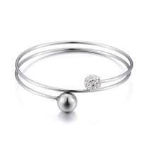 Stainless Steel Bangle, 304 Stainless Steel, Round, rack plating, for woman & with rhinestone 12mm, Inner Approx 65mm 