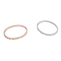 Stainless Steel Bangle, 304 Stainless Steel, with Cubic Zirconia, Donut, rack plating, for woman 4.5mm, Inner Approx 60mm 