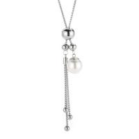 Stainless Steel Sweater Chain Necklace, 304 Stainless Steel, with Shell Pearl, Round, rack plating, for woman 16mm Approx 74 cm 