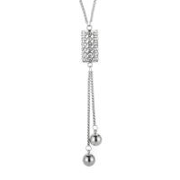 Stainless Steel Sweater Chain Necklace, 304 Stainless Steel, Column, rack plating, for woman & with rhinestone Approx 65 cm 