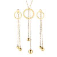Fashion Stainless Steel Jewelry Sets, 304 Stainless Steel, earring & necklace, with 5cm extender chain, Tassel, rack plating, 2 pieces & for woman & hollow Approx 40 cm 