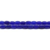 Blauer Chalcedony Perle, Chalzedon, Eimer, poliert, gefärbt & DIY, blau, 8x12mm, ca. 31PCs/Strang, verkauft von Strang