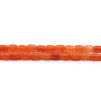 Chalcedony Beads, barrel, polished, dyed & DIY, reddish orange Approx 