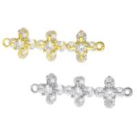 Cubic Zirconia Micro Pave Brass Connector, Cross, plated, DIY & micro pave cubic zirconia & 1/1 loop Approx 1.5mm 