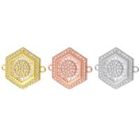 Cubic Zirconia Micro Pave Brass Connector, Hexagon, plated, DIY & micro pave cubic zirconia & 1/1 loop Approx 1mm 