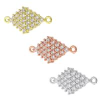 Cubic Zirconia Micro Pave Brass Connector, Rhombus, plated, DIY & micro pave cubic zirconia & 1/1 loop Approx 1mm 