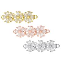 Cubic Zirconia Micro Pave Brass Connector, Flower, plated, DIY & micro pave cubic zirconia & 1/1 loop Approx 1mm 