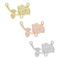 Cubic Zirconia Micro Pave Brass Connector, Rose, plated, DIY & micro pave cubic zirconia & 1/1 loop Approx 0.5mm 