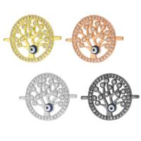 Cubic Zirconia Micro Pave Brass Connector, Tree, plated, DIY & evil eye pattern & micro pave cubic zirconia & enamel & 1/1 loop Approx 1mm 