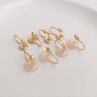 Brass Earring Clip Component, with Silicone, real gold plated, DIY golden 