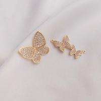 Cubic Zirconia Micro Pave Brass Connector, Butterfly, real gold plated, DIY & micro pave cubic zirconia, golden 