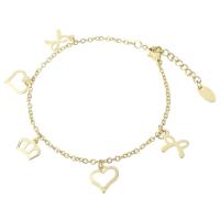 Stainless Steel Charm Bracelet, 304 Stainless Steel, Vacuum Ion Plating, fashion jewelry & for woman, golden, 2mm Approx 8.4 Inch 